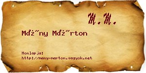 Mány Márton névjegykártya