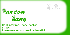 marton many business card